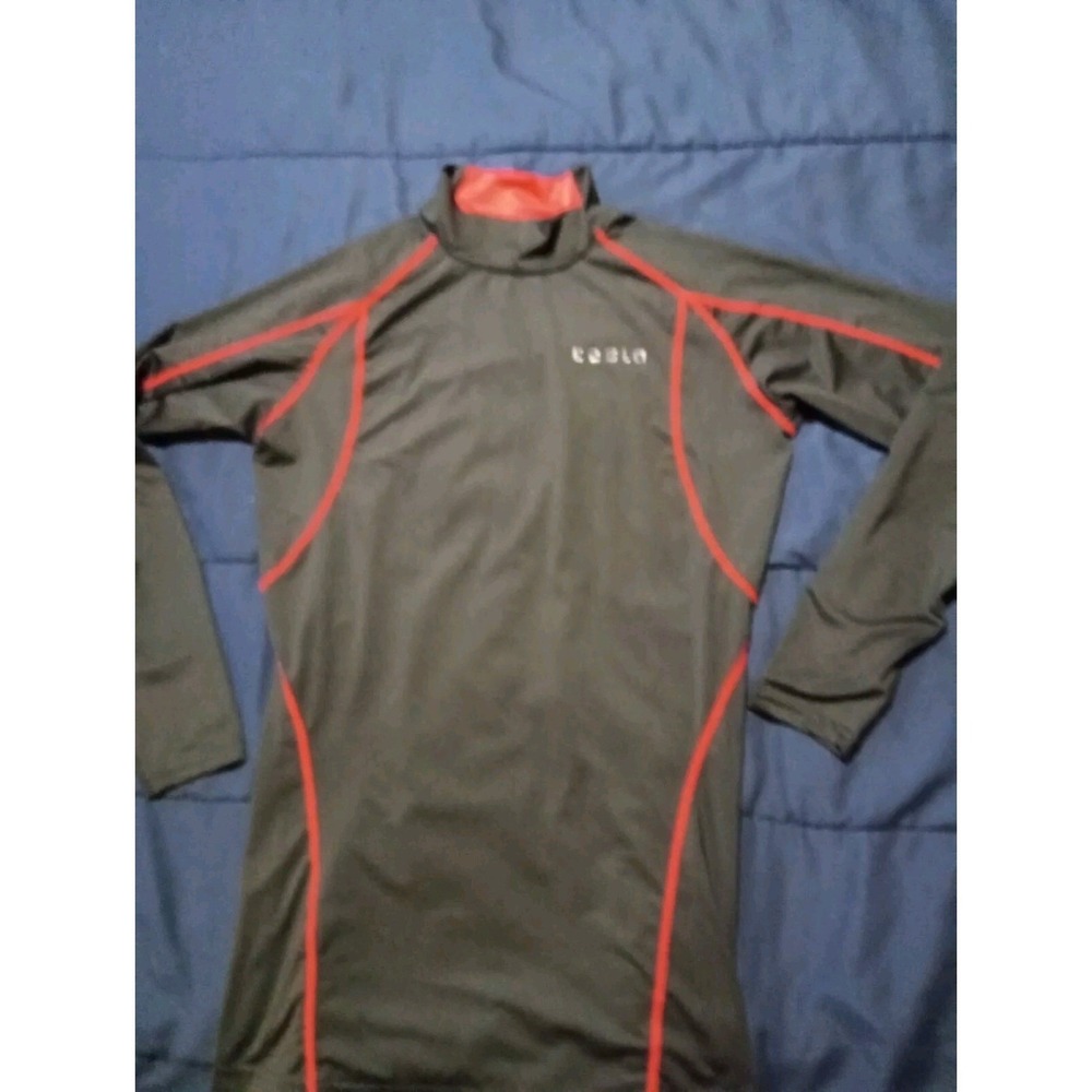 Tesla Women Black and Red‎ Active Long Sleeve Scoop Neck T-Shirt  Top Large B3